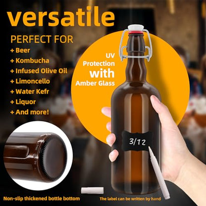 1PC Swing Top Beer Bottles with Easy Flip Top 25 Oz Amber Glass Bottle Set with Airtight Cap for Kombucha, Carbonated Drinks, Brewing, and Fermenting