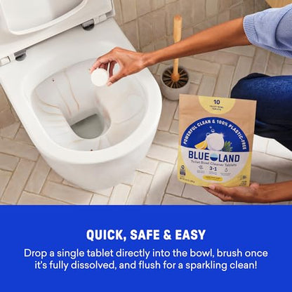 BLUELAND Toilet Bowl Cleaner Tablets, 14 Count (Pack of 1), Lemon Cedar, Plastic-Free, No Harsh Chemicals, Plant-Based, Septic-Safe, Removes Lime, Rust, Hard Water and Toilet Ring Stains - size: 14 Count (Pack of 1)