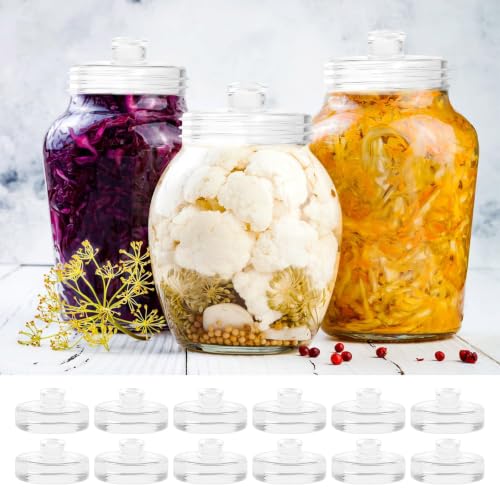 12Pcs Glass Fermentation Weights Kit for Beginners with Easy Grip Handle Transparent Pickle Glass Weights for Wide Mouth Mason Jars Pickles (Style 1) - color: Style 1