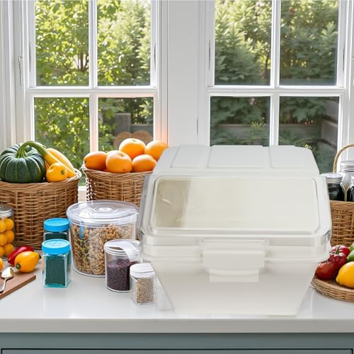 Flour Bin,50lb Stackable Kitchen Ingredient Storage Container with Lid - Food Pantry Organizer for Flour, Sugar, Rice, Baking,Dog Food Supplies (50lb) - size: 50lb