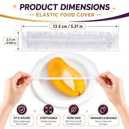 Lagincig 100Pcs Bowl Covers for Bread Proofing - Large Plastic Wrap for Food Sourdough Baking Bread Rising Elastic Reusable Plate Covers Outdoor Indoor Picnic Food Fresh Keeping Bags