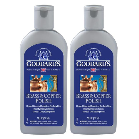 Goddard's Copper & Brass Polish, Copper Cleaner & Brass Cleaner for Long-Lasting Shine, Metal Polish for Pewter, Chrome & More, Metal Polishing Compound, 7 Oz (2-Pack) - size: 7 Fl Oz (Pack of 2)