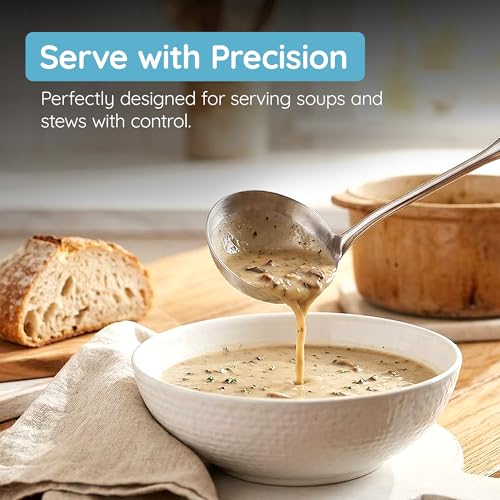 Soup Ladle, PrStainless Steel Ladle, 15" Ladles for Serving or Cooking, Premium Quality, Dishwasher Safe, Heavy Duty Durable Metal, 4 Ounce Kitchen Ladel - color: Ladle
