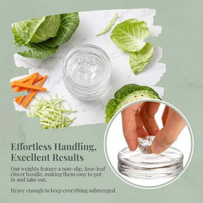 Okllen 9 Pack Glass Fermentation Glass Weights for Large Wide Mouth Mason Jars Easy Grip Handle, Dishwasher Safe