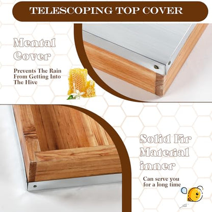 Colingmill Telescoping Cover and Beehive Inner Cover for 10 Frame Bee Hive, Mental Hive Cover and Insulation Ventilation Inner Cover Beehive Part for Beekeeping Tool(2 Pcs)