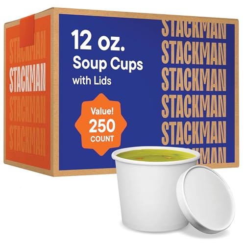 Paper Food Container with Lid, Insulated Food Cups with Vented Lids - Hot or Cold To Go Soup Cup, for Soups, Ice Cream and Yogurt - Eco-Friendly - White - size: Bulk: 12 oz.
