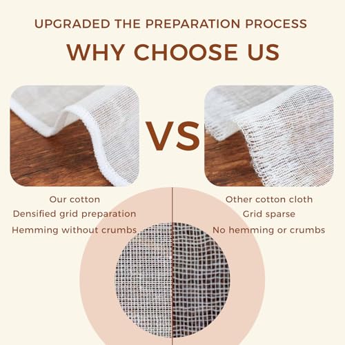 Cheese Cloth for Straining,10pcs 20x20 Inch Unbleached Cotton Pre-Cut Fabric,Reusable Muslin Cloth Hemmed Cheesecloth,for Straining, Making Yogurt, Juicing, Cooking Turkey, Baking