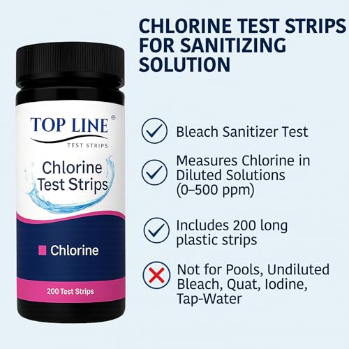 200 Chlorine Test Strips for Food Service 0-500 ppm (Value Pack) - Bleach Sanitizer Test Strips Food Service - Sanitizer Testing Strip - Chlorine Tester - Restaurant Supplies (Pack of 2) - size: 200 Strips (Pack of 2)