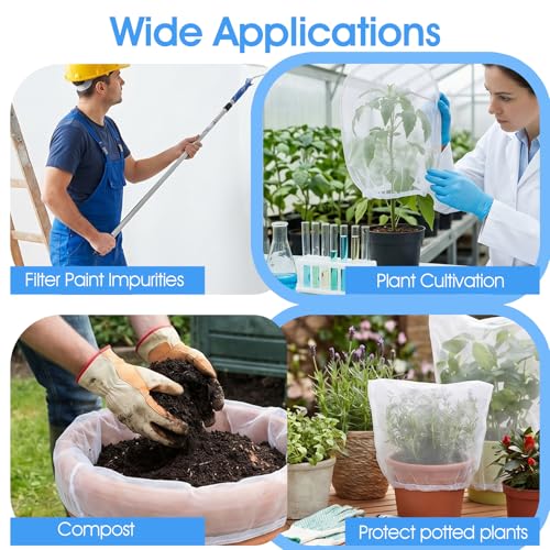30 Pieces Paint Strainer Bags 5 Gallon, White Regular Fine Mesh Paint Filters Strainer 5 Gal with Elastic Top Opening Nylon Filter Bag for Painting, Gardening, Plant Protection
