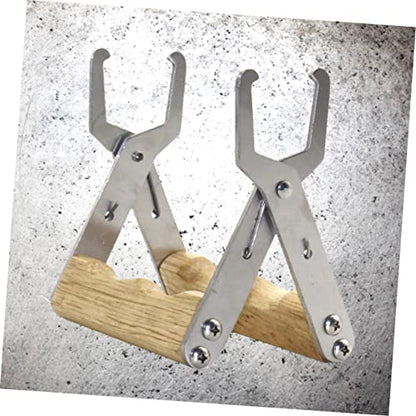 Mipcase 2pcs Beekeeping Frame Grip Holder Stainless Steel Grip Beehive Clip Tool Wooden Handle