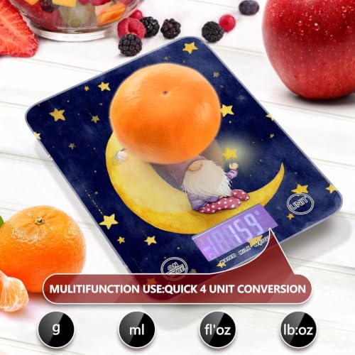 Food Scale Kitchen Digital Scale Food Ounces and Grams Dieting Baking Cooking Waterproof Glass Panels LCD Display,4 Units Scale Tare Function Stars Dark Blue - color: Constellation 26