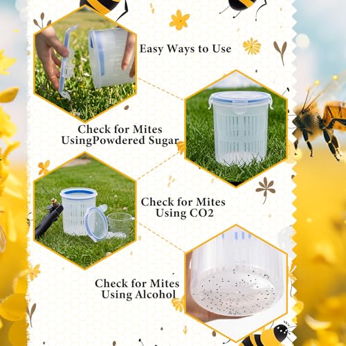 Qualirey Large Varroa Mite Detection Jar and Measuring Cup Leak Proof Varroa Checker for Helping Beekeepers Easily Count and Monitor (5.12 x 5.91 Inches) - size: Large