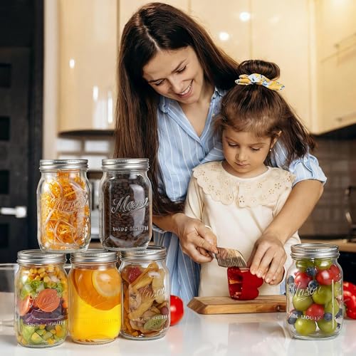 Mason Jars 32 oz,6 Pack Large Wide Mouth Mason Jar with Airtight Lids and Bands|Quart Glass Canning Jars for Pickling, Fermenting and Food Storage Microwave&Dishwasher Safe - size: 6pack