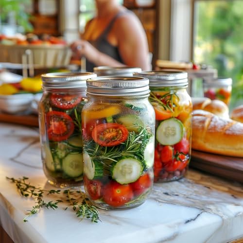 ComSaf Wide Mouth Mason Jars 32 oz with Lids 4 Pcs, Quart Mason Jars with Seal Band, Large Glass Jar, Big Canning Containers for Pickles, Jams, Sauces, Salsa, Sourdough, Juice, Suntea, Food Storage - size: 32oz wide mouth 4PCS