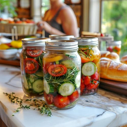 ComSaf Wide Mouth Mason Jars 32 oz with Lids 4 Pcs, Quart Mason Jars with Seal Band, Large Glass Jar, Big Canning Containers for Pickles, Jams, Sauces, Salsa, Sourdough, Juice, Suntea, Food Storage - size: 32oz wide mouth 4PCS