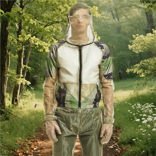 Mosquito Suits For Adult Women Full Body Fly Suit Breathable Jacket Pants Gloves Set for Beekeeping Gardening Camping - size: Large