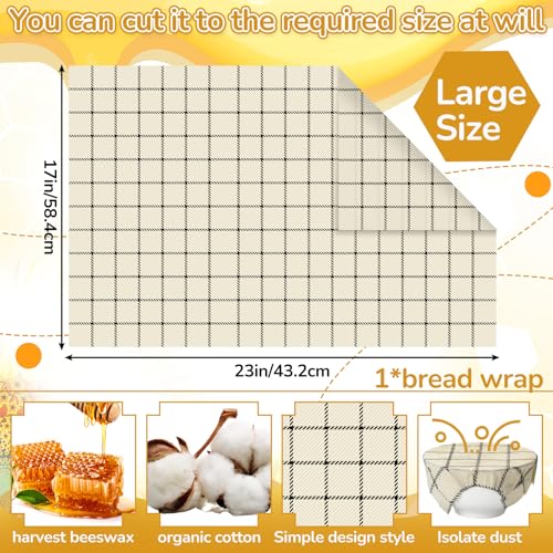 Mindsoft 17 x 23 Inch Reusable Beeswax Food Wrap for Bread Sandwich Wrapper Beeswax Paper Organic Bowl Dishes Covers Sustainable Food Cheese Fruit Snacks Storage Containers Keeper(Classic Style) - style: Classic Style