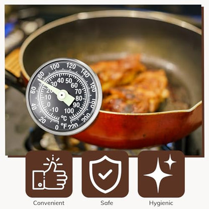 Xuhal 6 Pcs Stainless Steel Kitchen Glow Thermometer with 5 Inch Long Stem 1 Inch Dial Thermometer Milk Frothing Food for Oven Probe Meat Grill Cooking BBQ Chocolate Water (Colorful) - color: Colorful