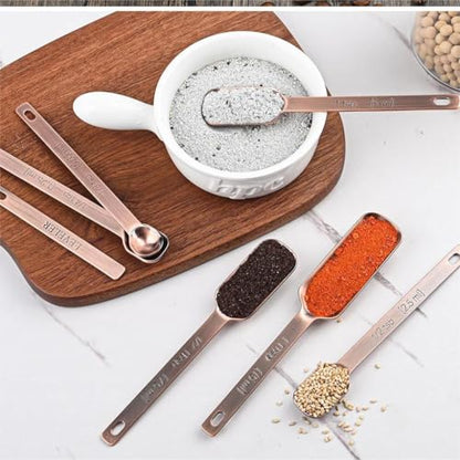 Copper Plate Measuring Cups and Spoons Set of 12, Copper Measuring Cups and Spoons Set with Leveler, Stainless Steel Measuring Spoons & Cups for Dry & Liquid Ingredients During Kitchen&Baking - color: B02: Copper-5Cups+6Spoons