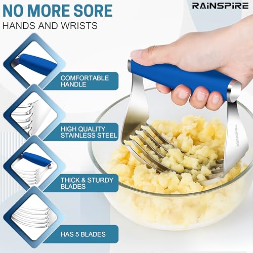 Rainspire XL Pastry Cutter For Baking, Heavy Duty Pastry Blender Stainless Steel, Thick Sharp Blades Dough Blender, Dough Cutter Butter Cutter Pastry for Easy Mixing, Dishwasher Safe, Dark Blue - color: Dark Blue