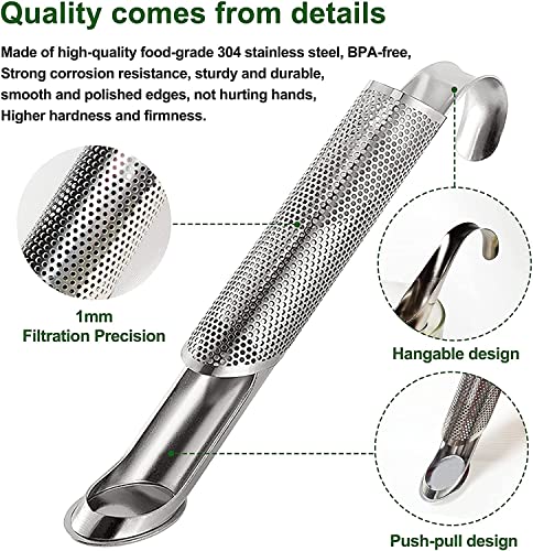 2 Pcs Stainless Steel Tea Diffuser, Stainless Steel Tea Strainers for Loose Tea with Hanging Hook Handle，Stainless Steel Long Handle Tea Steeper Diffuser for Leaf Tea, Coffee, Spices, Seasonings - color: 101 pcs