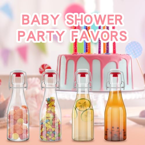 1Pc 5oz Clear Beer Bottles Flip Top Round Glass Bottles with Leak Proof Easy Caps, 150ML Vinegar Kombucha Bottle for Wedding Themed Baby Shower Christmas Gifts (5oz - 1 Pack) - size: 5oz - 1 Pack