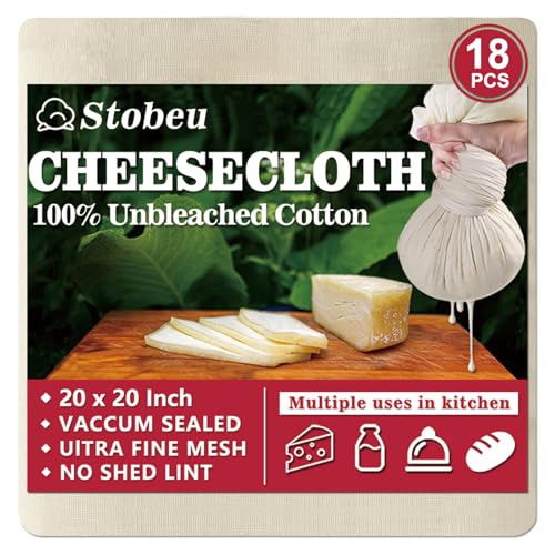 18Pcs Cheese cloths,Reusable Grade 100 Cheesecloth for Straining,Ultra Fine Mesh Cheese Cloth for Cooking,20x20" Pure Unbleached Cotton Cloth Strainer for Juicing,Baking,Cheese Making - color: 18pcs 20x20"
