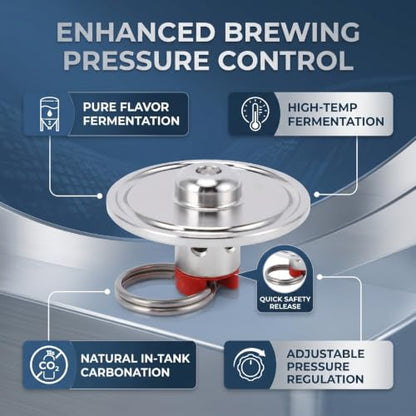 Stainless Steel Pull Ring Pressure Relief Valve PRV with 1.5 Inch Clamp End Cap for Homebrew Fermentation Carbonation