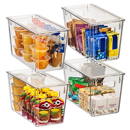 ClearSpace Modern Plastic Storage Bins with Lids – Perfect Kitchen Organization or Pantry Fridge Organizer, 4 Pack, 12.5" x 6" x 7", 9L Capacity Each, BPA Free, Stackable - size: 4 Pack