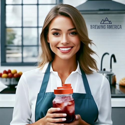 Mason Jar Lids Wide Mouth Plastic 4 Pack - With Flip Cap Screw Top Pouring Spout and Drink Hole - Fits Kerr and Ball Canning Jars - Wet/Dry Food and Liquid Storage - MADE IN USA (Orange) - color: Orange