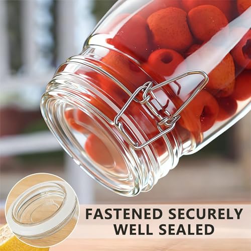 6PCS Glass Jars with Airtight Lid, 34 OZ Mason Jars Wide Mouth, Glass Pickling Jars for Canning & Fermenting, Mason Storage Container for Coffee, Flour, Sugar, Pasta - color: 32OZ-6PCS Round