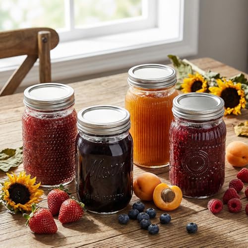 Rubtlamp Clear Mason jar 32 oz, 12 Mixed Pack Glass Jars - Wide Mouth Mason Jars with Airtight Lids for Pickling, Fermenting, Food Storage&DIY Crafts, Microwave & Dishwasher Safe - color: Mix-Clear