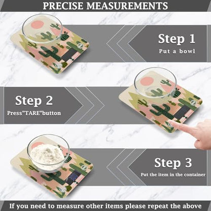 Food Scale Kitchen Scale Food Weight Scales Digital Weight Grams and Ounces Small Electronic Food Scale for Baking Cooking Boho Cacti Mountains Sun - color: Boho Cacti Mountains Sun
