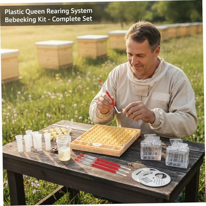 Beekeeping Supplies Kit Beekeeping Supplies Bee Keeping Starter Kit Grafting Tool Plastic Queen Rearing System with Grafting Tool Cell Cups and Beehive Accessories for Hive Management.