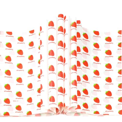 100 Sheets Wax Paper 15 x 11 Inch Greaseproof Sandwich Burger Chips Cuttable Baking Parchment Wraping Paper (Strawberry) - color: Strawberry