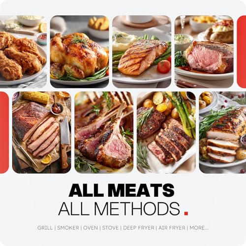 Smart Bluetooth Wireless Meat Thermometer Digital, 6 Accuracy Sensors, 0.5S Instant Read Food Thermometer, 2-in-1 100H Battery Fast Charge Base, APP Control & Custom Menu for BBQ, Grill, Smoker, Oven