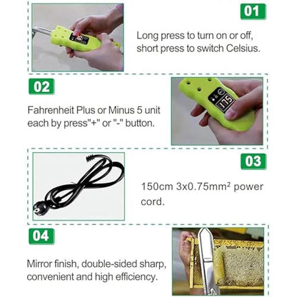 Honey Uncapping Knife, Electric Honey Extractor, Portable Stainless Steel Uncapping Knife, 0-180℃ Adjustable Temperature for Apiary, Beekeeper
