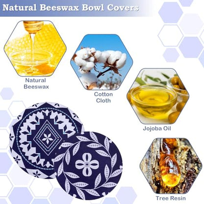2 Large Reusable Beeswax Bowl Covers for Bread Proofing, 10/12 Inch Elastic Beeswax Wraps Cotton Cloth Sourdough Bowl Covers for Proofing Baskets, Mixer Bowls, Food Storage Containers - color: Rotational Geometry