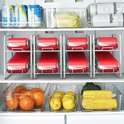 MOOACE 4 Pack Can Dispenser Rack, Stackable Can Storage Organizer Holder for Canned food Kitchen Cabinet Pantry Countertop, White - color: White