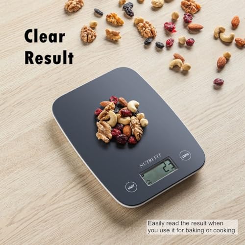 NUTRI FIT Digital Food Scale, 11lb Kitchen Scale Digital Weight, Cooking Scale for Food Ounces and Grams, 4 Units with 0.1oz/1g Precision, LCD Display with Tare Function - color: Ink Black
