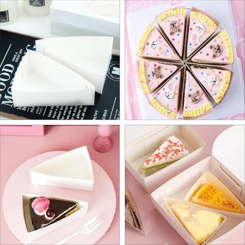 Cabilock 20-Pack Triangle Cake Boxes 5.11 X 3.34 X 1.96 in Box with Lids Food Grade Dessert Containers for Cheesecake Pie Party Picnic Office School Home Restaurant
