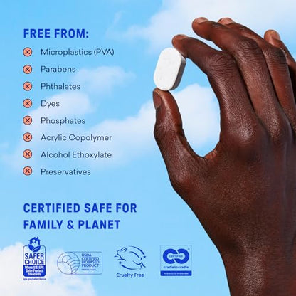 BLUELAND 100% Plastic-Free Dishwasher Detergent Tablets, 60 Count, Free & Clear, Eco-Friendly Dishwashing Pods, Cuts Grease & Stuck on Food, Rinses Clean for Streak-Free Shine - size: 60 Count (Pack of 1)