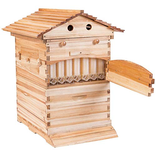 Auto Beehive Frame Comb - 7Pcs Automatic Wooden Beehive House, Auto Honey Hive Beehive Frames, Beekeeping Wooden House Beehive Boxes, Beehives and Supplies Starter Kit for Beekeepers