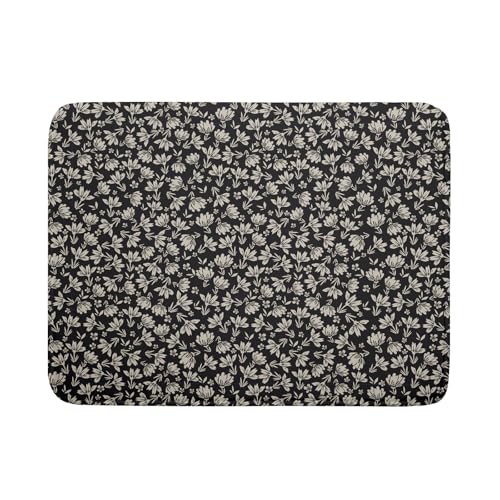 Floral Dish Drying Mat for Kitchen Counter 24x18 Inch Black Flower Drying Mat with Absorbent Reversible Microfiber Holiday Season Spring Dish Drainer Mats Rack Pad for Coffee Countertop Protector - color: Black Floral, size: 24" x 18"