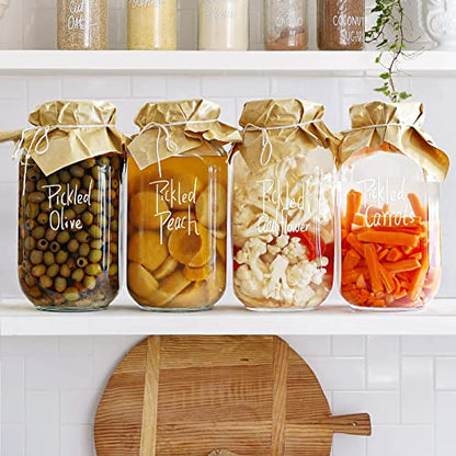 1 Gallon Square Glass Storage Jars with Airtight Lids, 2 Pack Large Glass Pickle Jars for Fermenting, Clear Glass Canister for Flour, Cookie, Candy, Kombucha, Sun tea(Extra Labels and Gasket) - size: Small