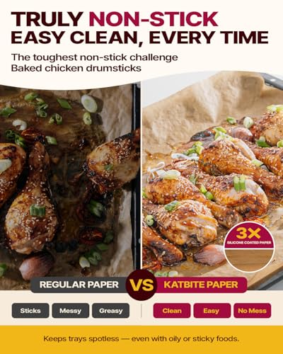 Katbite 200Pcs 12x16 In Unbleached Parchment Paper for Baking, Precut Parchment Paper Sheets, Heavy Duty Flat Baking Paper, Half Sheet Baking Sheets for Baking Cookies, Cooking, Air Fryer, Oven - color: 12"x16"-200