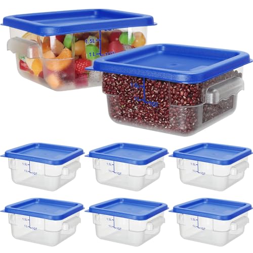 Lallisa 8 Pcs 2 Quart Food Storage Containers with Lids Clear Square Polycarbonate Marinating Container Dough Bucket with Lid(Blue) - color: Blue