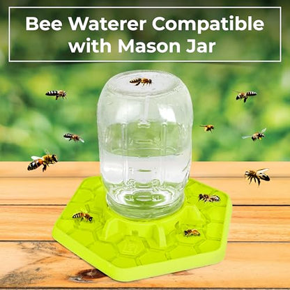Bee Feeder for Mason Jar Made of Silicone - Bee Watering Station for Garden Compatible with Regular Mouth Mason Jars - color: Yellow