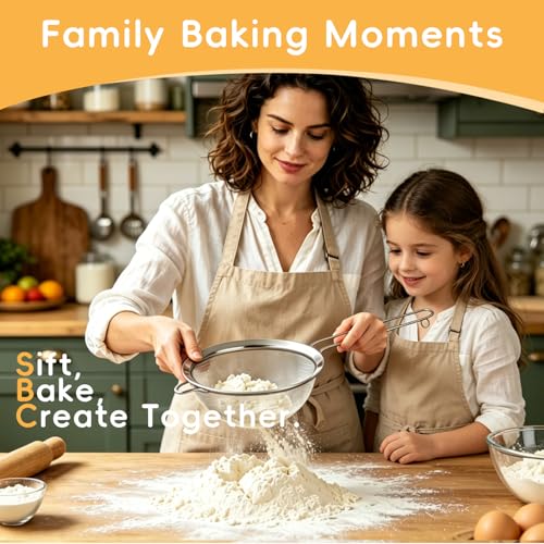3-Piece Stainless Steel Mesh Strainer Set Small/Med/Large Fine Mesh Kitchen Sifters w/Handles – Silver, for Sifting/Straining/Cooking