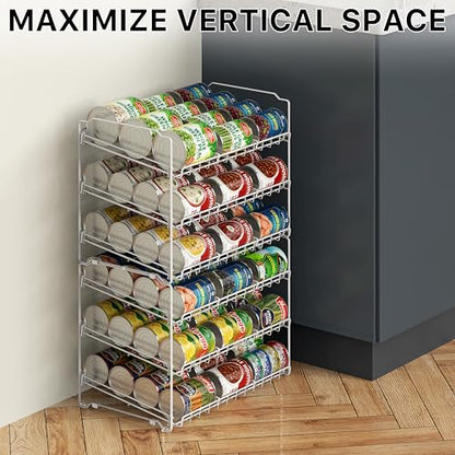 Simple Houseware Stackable Can Organizer Rack for Pantry/Cabinet - 11.5" D x 17" W x 13.75" H, Holds 36 Cans, 3-Tier Can Food Storage Dispenser, White - color: White